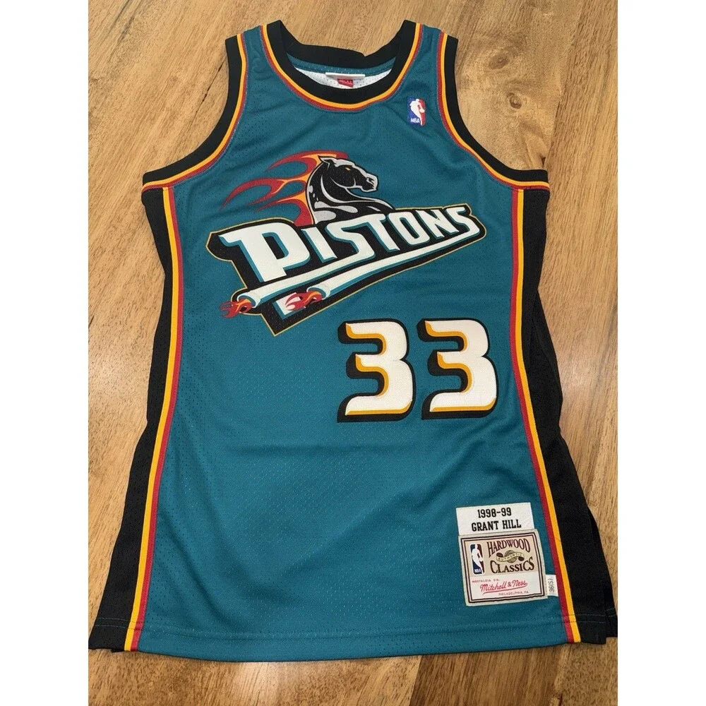 mitchell and ness nba jersey Detroit Pistons Grant Hill Throwback Small Stitched